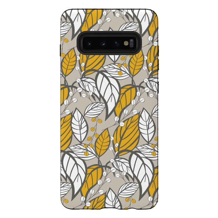 Galaxy S10 plus StrongFit Seamless floral pattern with hand drawn leaves by Jelena Obradovic