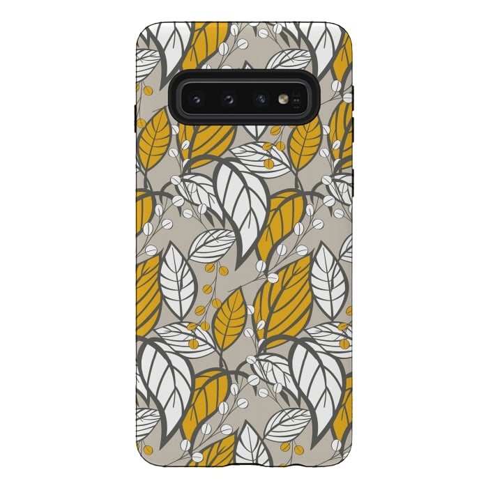 Galaxy S10 StrongFit Seamless floral pattern with hand drawn leaves by Jelena Obradovic