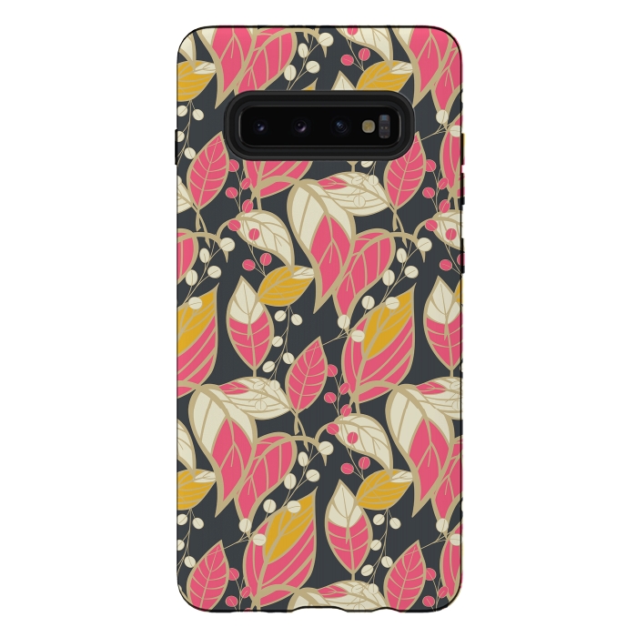 Galaxy S10 plus StrongFit Seamless floral pattern with hand drawn leaves 002 by Jelena Obradovic