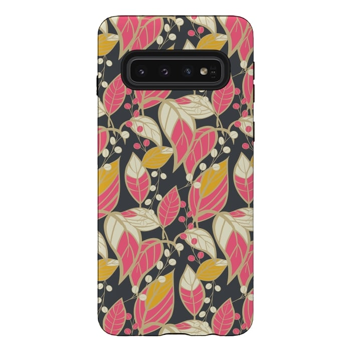 Galaxy S10 StrongFit Seamless floral pattern with hand drawn leaves 002 by Jelena Obradovic