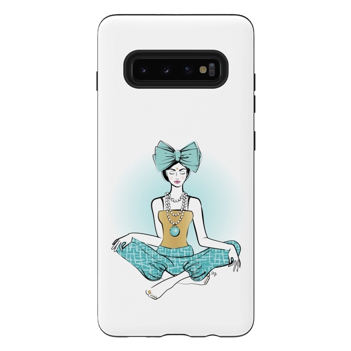 Galaxy S10 plus StrongFit Festive Yoga girl meditation by Martina