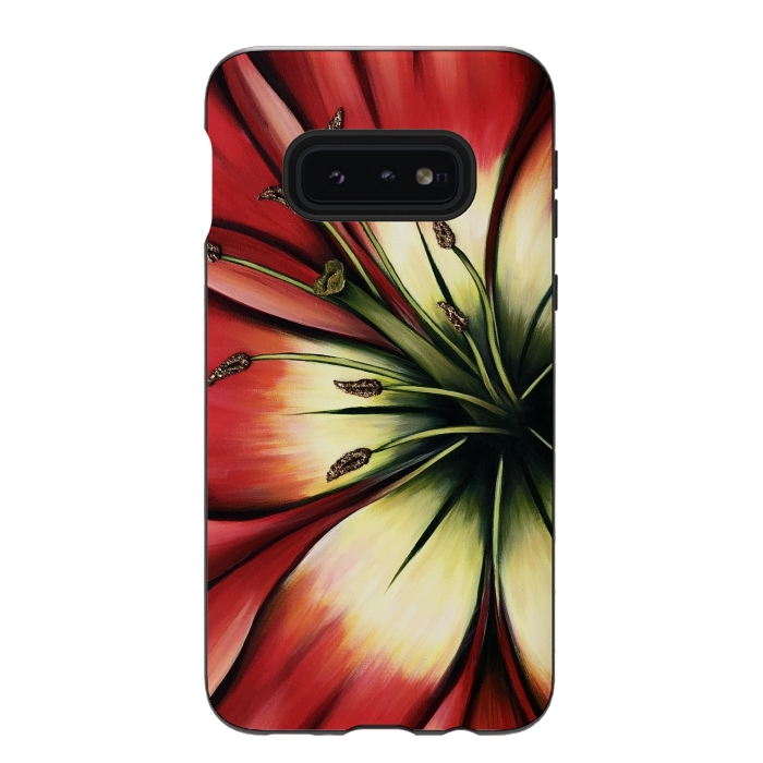 Galaxy S10e StrongFit Red Lily Flower by Denise Cassidy Wood