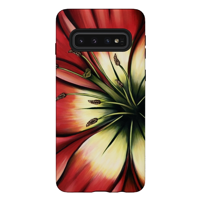 Galaxy S10 StrongFit Red Lily Flower by Denise Cassidy Wood
