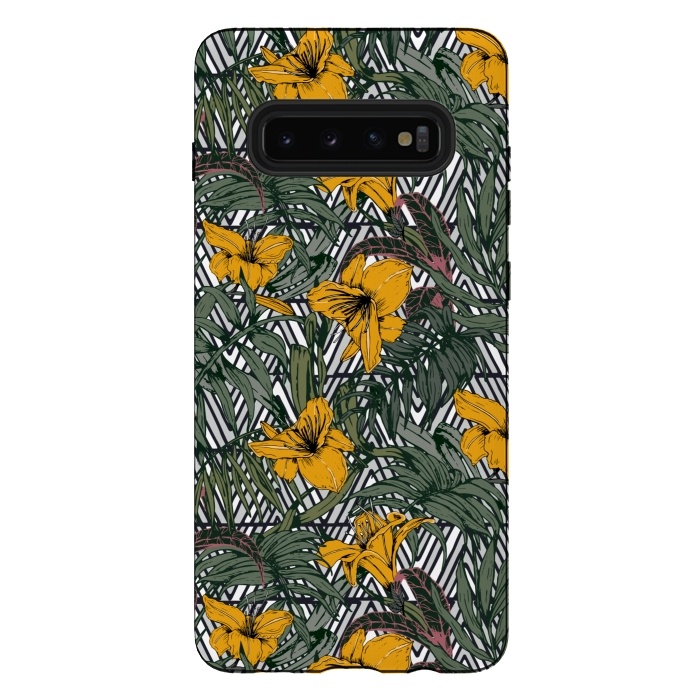 Galaxy S10 plus StrongFit Tribal tropical bloom by Mmartabc