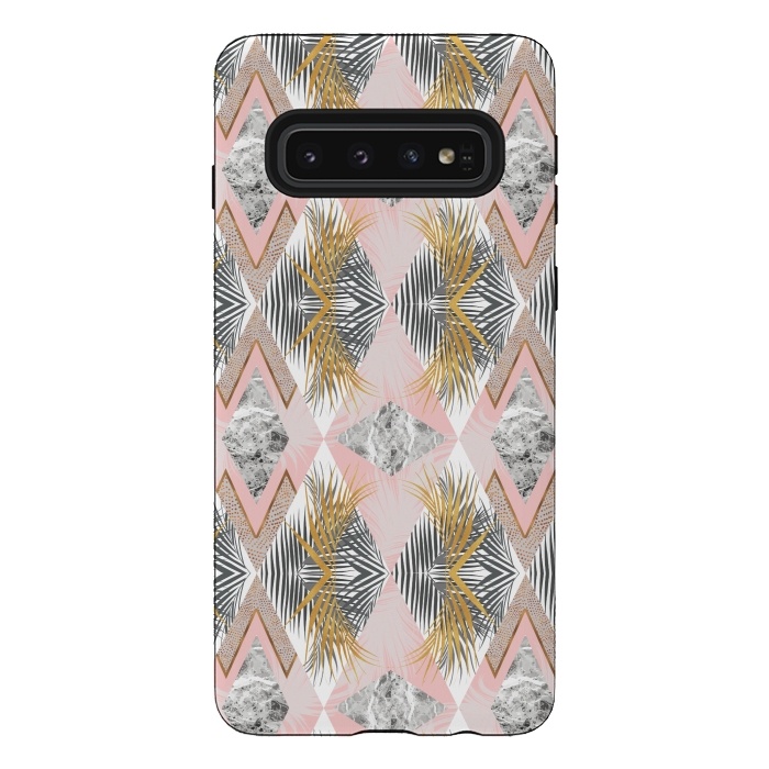 Galaxy S10 StrongFit Marbled tropical geometric pattern II by Mmartabc