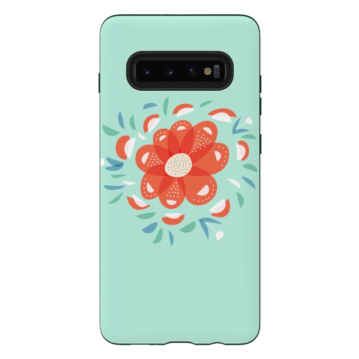 Galaxy S10 plus StrongFit Whimsical Decorative Red Flower by Boriana Giormova