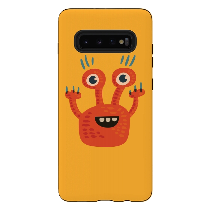 Galaxy S10 plus StrongFit Funny Big Eyed Smiling Cute Monster by Boriana Giormova