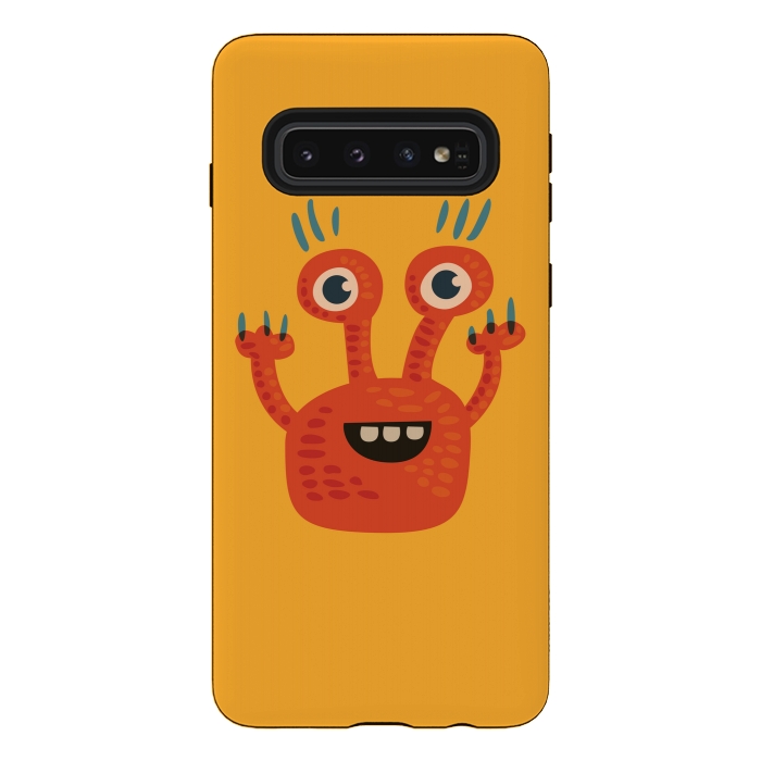 Galaxy S10 StrongFit Funny Big Eyed Smiling Cute Monster by Boriana Giormova