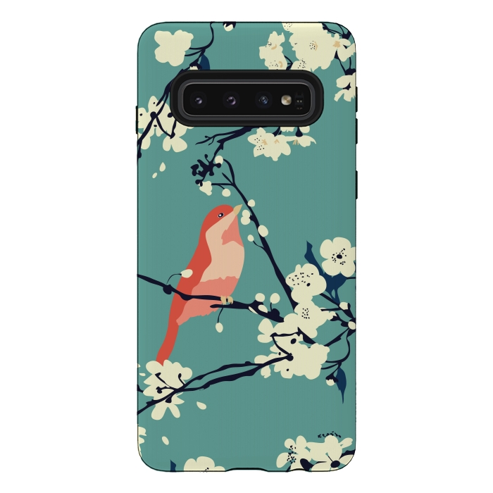 Galaxy S10 StrongFit Bird and Blossom by Zoe Charlotte