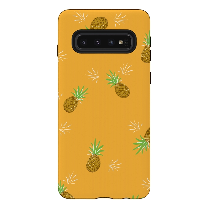 Galaxy S10 StrongFit Pineapples in Mango by Zoe Charlotte