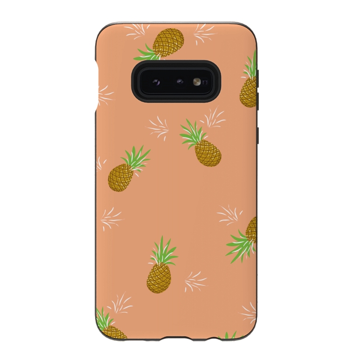 Galaxy S10e StrongFit Pineapples in Guava by Zoe Charlotte