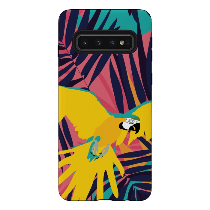 Galaxy S10 StrongFit Tropical Macaw by Zoe Charlotte