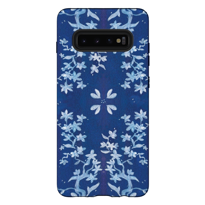 Galaxy S10 plus StrongFit Indigo Floral by Zoe Charlotte
