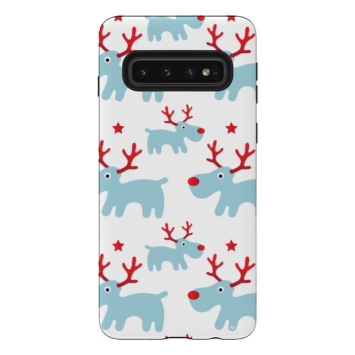 Galaxy S10 StrongFit Cute Reindeers by Martina