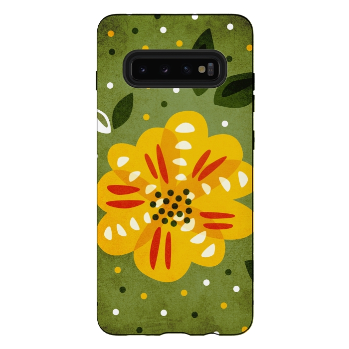 Galaxy S10 plus StrongFit Abstract Yellow Spring Flower by Boriana Giormova