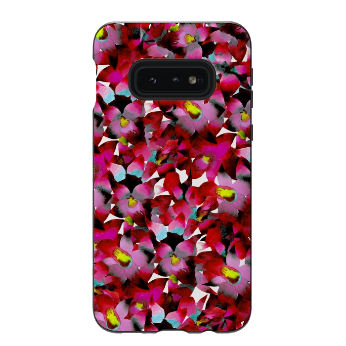 Galaxy S10e StrongFit Red Floral by Amaya Brydon