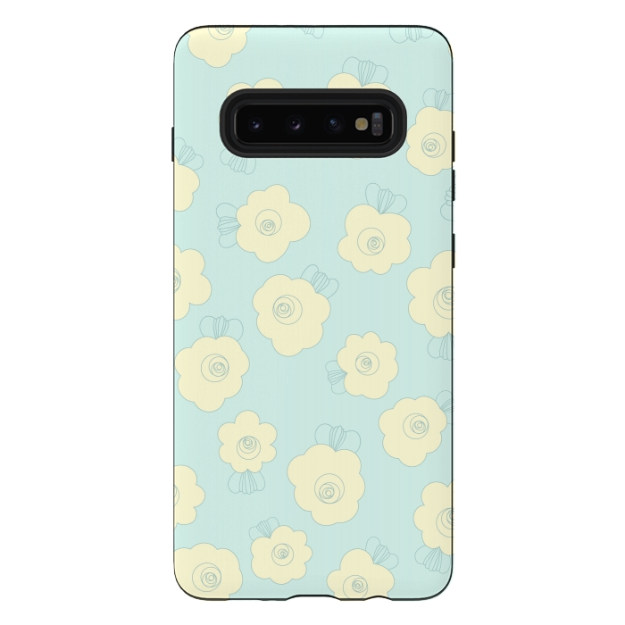 Galaxy S10 plus StrongFit Blue Fluffy Flowers by Paula Ohreen