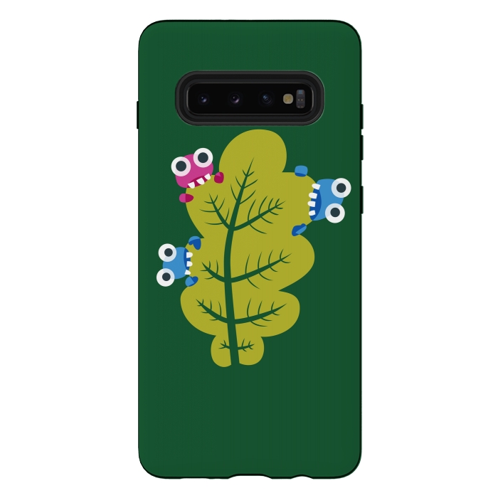 Galaxy S10 plus StrongFit Cute Cartoon Bugs Eat Green Leaf by Boriana Giormova