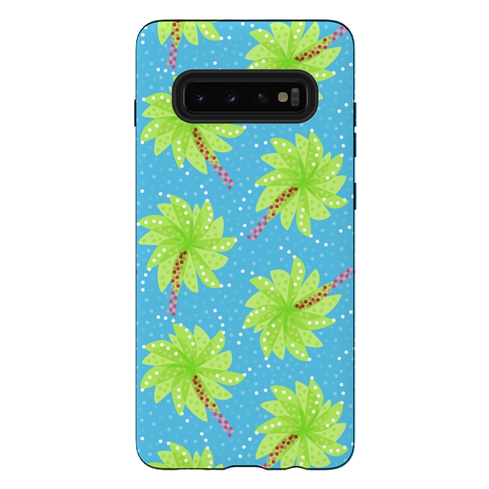 Galaxy S10 plus StrongFit Abstract Flower-like Palm Trees Pattern by Boriana Giormova