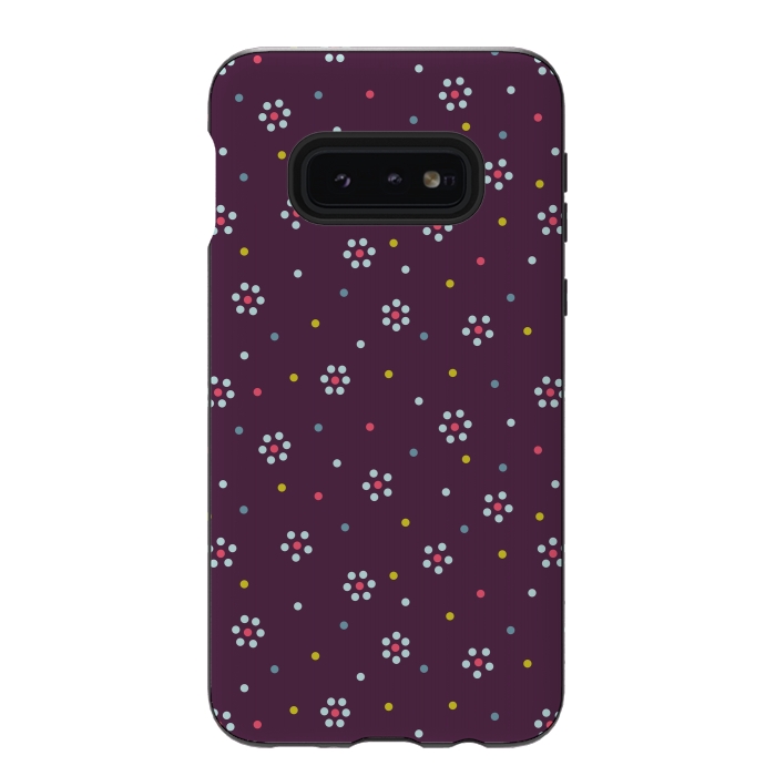 Galaxy S10e StrongFit Flowers Made Of Dots Pattern On Purple by Boriana Giormova