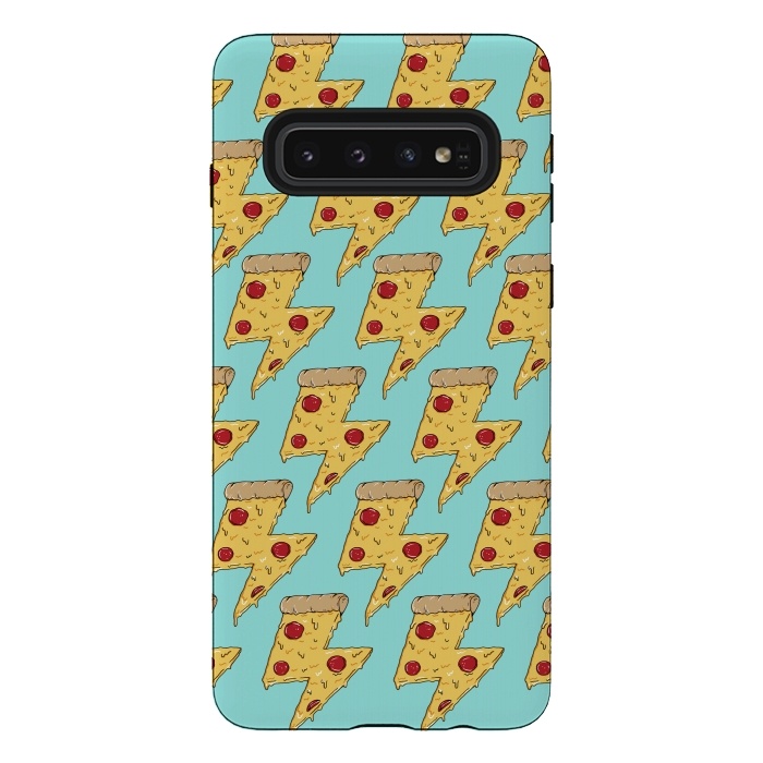 Galaxy S10 StrongFit Pizza Power Pattern Green by Coffee Man