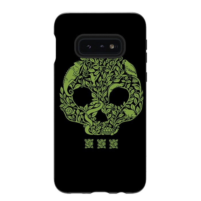 Galaxy S10e StrongFit Green Skull by Coffee Man