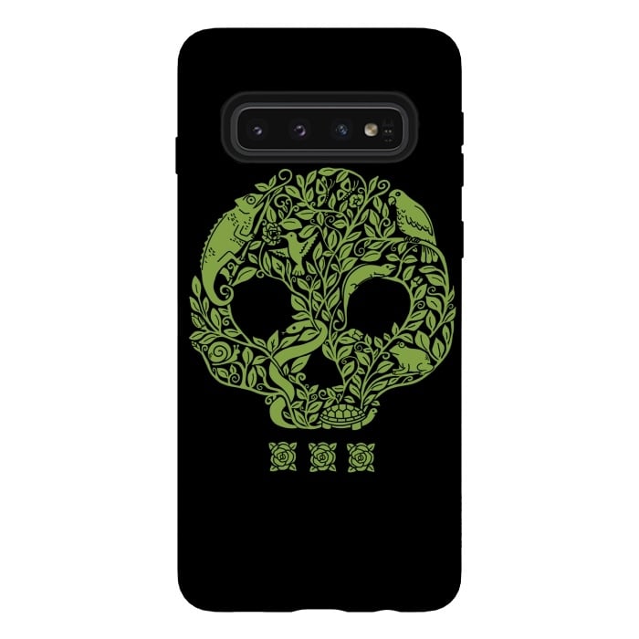 Galaxy S10 StrongFit Green Skull by Coffee Man
