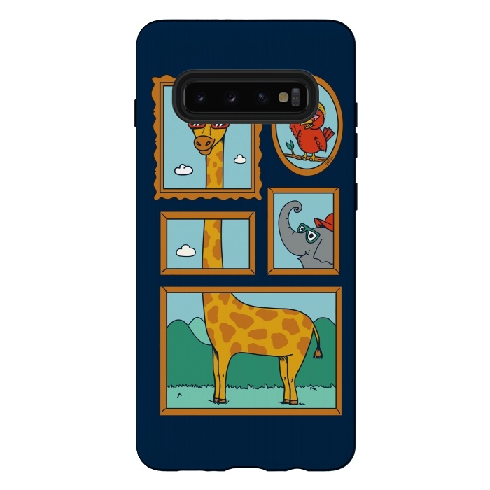Galaxy S10 plus StrongFit Portrait of Animals Blue by Coffee Man
