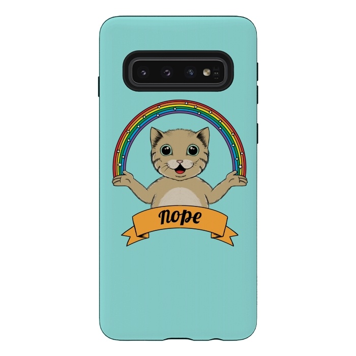 Galaxy S10 StrongFit Cat Nope by Coffee Man