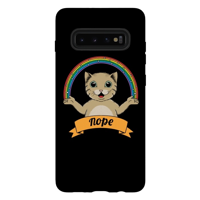 Galaxy S10 plus StrongFit Cat nope Black by Coffee Man
