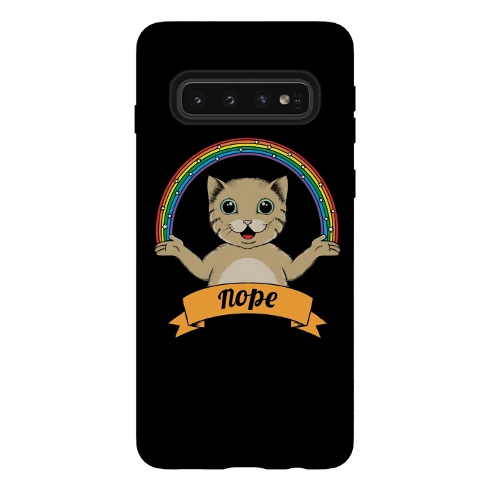 Galaxy S10 StrongFit Cat nope Black by Coffee Man