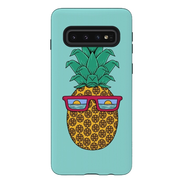 Galaxy S10 StrongFit Floral Pineapple by Coffee Man
