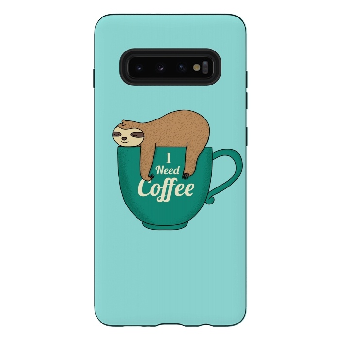 Galaxy S10 plus StrongFit I need Coffee green by Coffee Man
