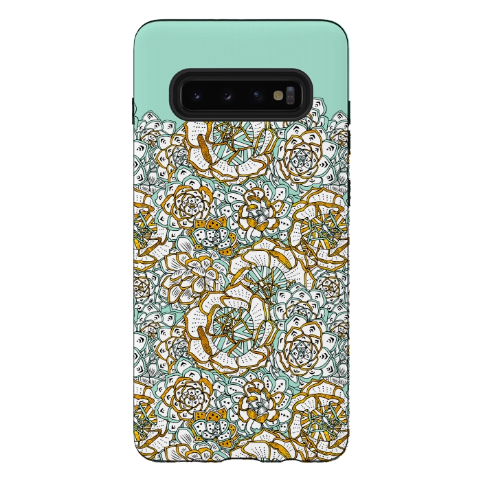 Galaxy S10 plus StrongFit Mint Succulents by Pom Graphic Design