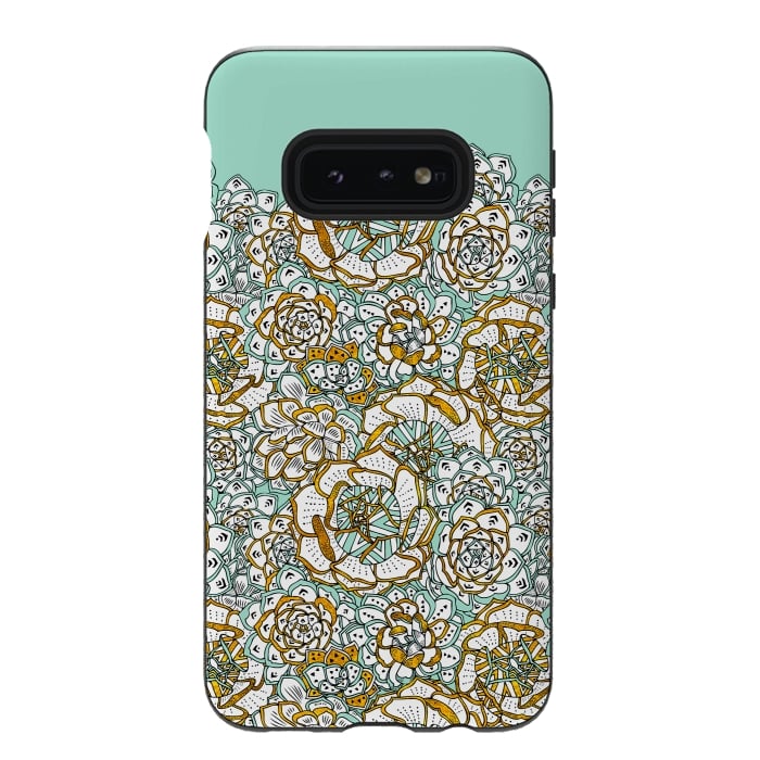 Galaxy S10e StrongFit Mint Succulents by Pom Graphic Design