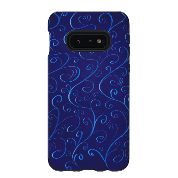 Galaxy S10e StrongFit Beautiful Glowing Blue Swirls by Boriana Giormova