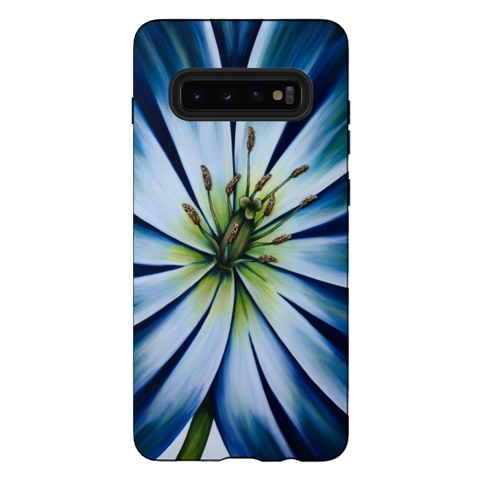 Galaxy S10 plus StrongFit Blue Tulip Flower by Denise Cassidy Wood