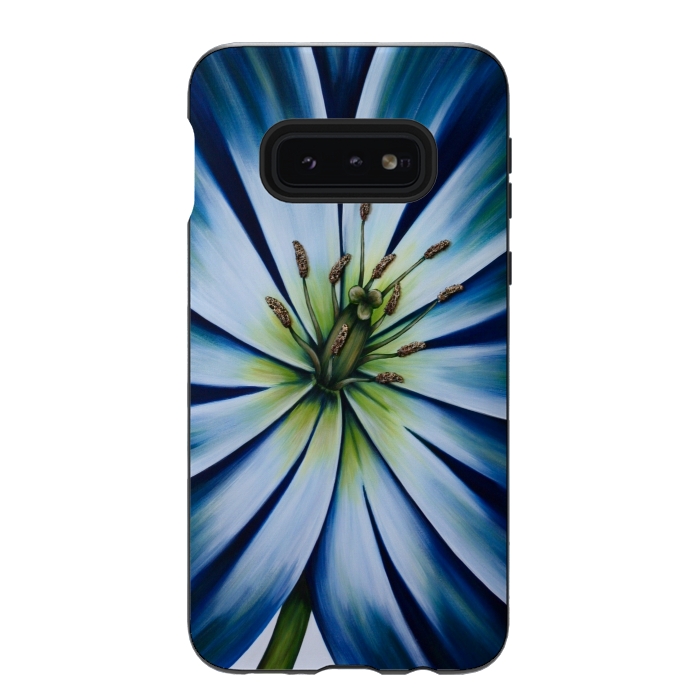 Galaxy S10e StrongFit Blue Tulip Flower by Denise Cassidy Wood