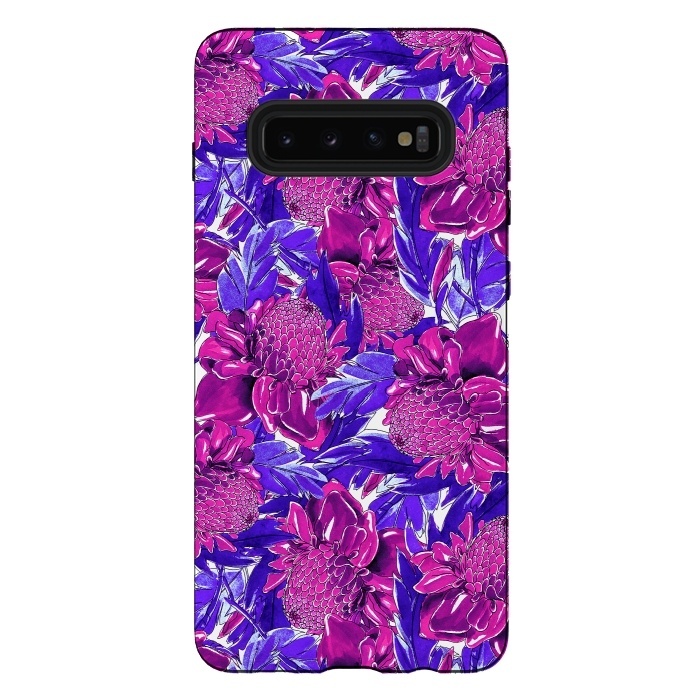 Galaxy S10 plus StrongFit Ultra violet proteas meadow by Mmartabc