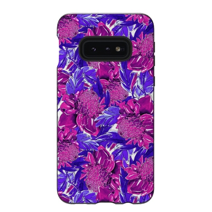 Galaxy S10e StrongFit Ultra violet proteas meadow by Mmartabc
