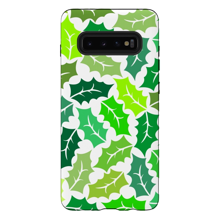 Galaxy S10 plus StrongFit Green Leaves Pattern by Dhruv Narelia