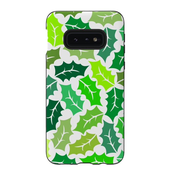 Galaxy S10e StrongFit Green Leaves Pattern by Dhruv Narelia