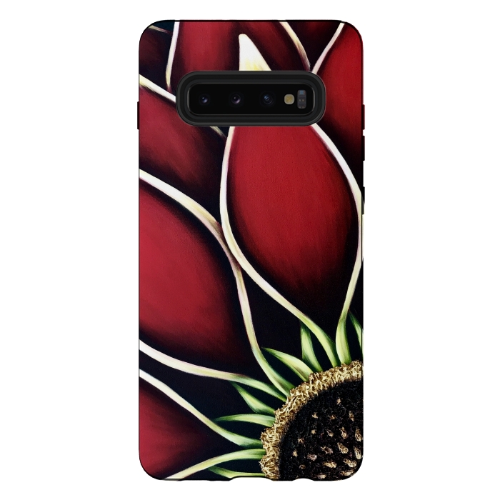 Galaxy S10 plus StrongFit Red Dahlia by Denise Cassidy Wood