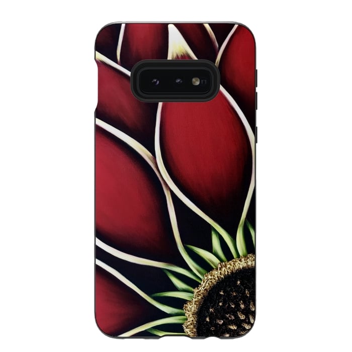 Galaxy S10e StrongFit Red Dahlia by Denise Cassidy Wood