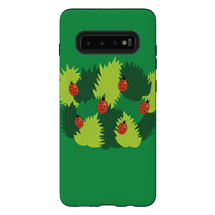 Galaxy S10 plus StrongFit Green Leaves And Ladybugs In Spring by Boriana Giormova