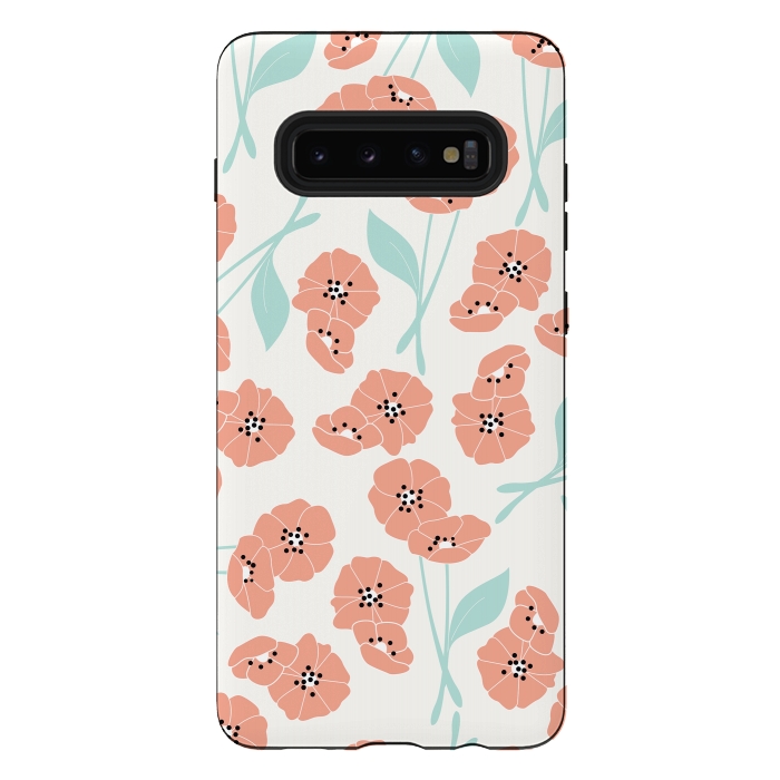 Galaxy S10 plus StrongFit Delicate Flowers White by Jelena Obradovic