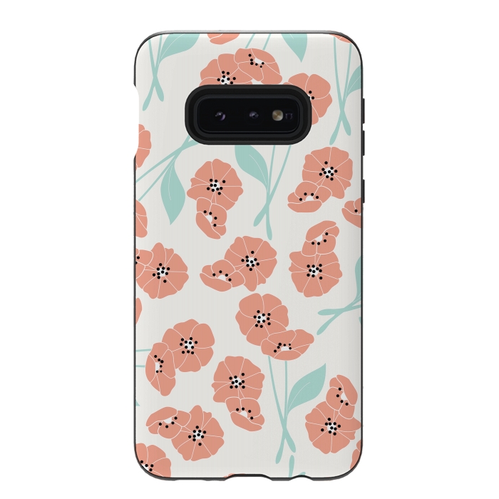 Galaxy S10e StrongFit Delicate Flowers White by Jelena Obradovic