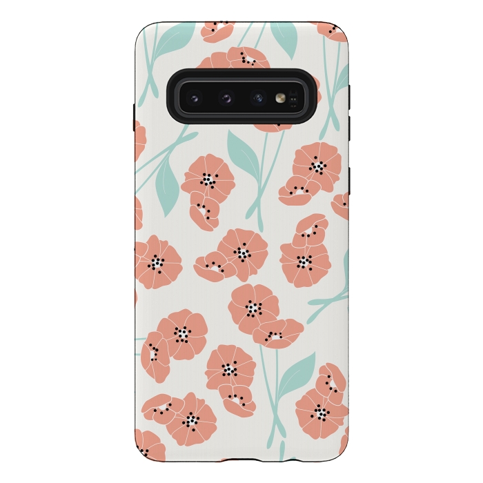 Galaxy S10 StrongFit Delicate Flowers White by Jelena Obradovic