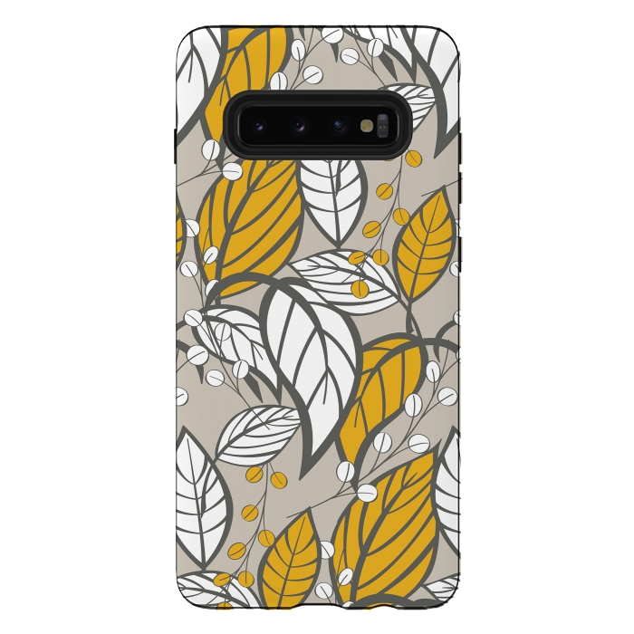 Galaxy S10 plus StrongFit Romantic Floral Beige by Jelena Obradovic