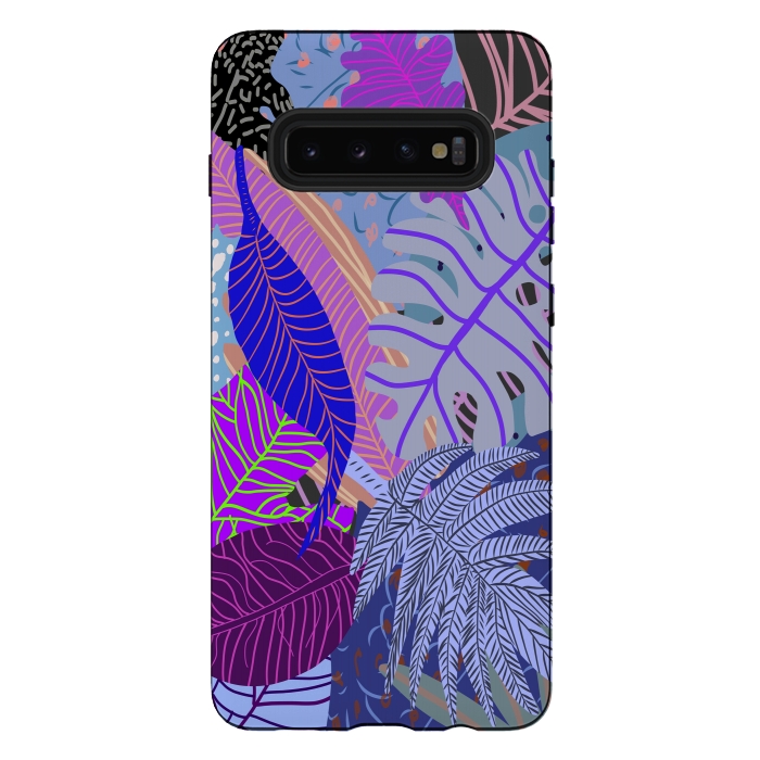 Galaxy S10 plus StrongFit Ultraviolet Faded Nature Leaves by Notsniw